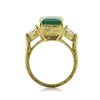 6.35ct Emerald and Diamond Three-Stone Ring