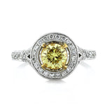 1.97ct Fancy Yellow Round Brilliant Cut Diamond Engagement Ring