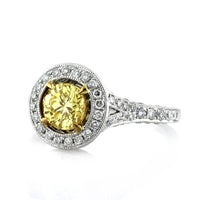1.97ct Fancy Yellow Round Brilliant Cut Diamond Engagement Ring