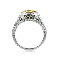 1.97ct Fancy Yellow Round Brilliant Cut Diamond Engagement Ring