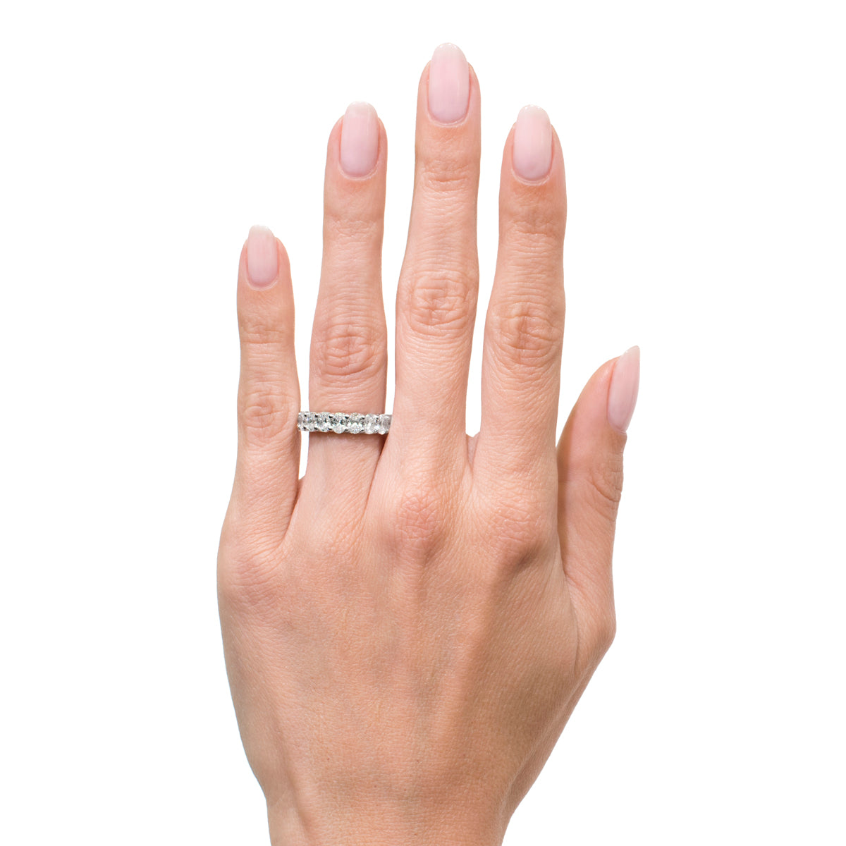 3.75ct Oval Cut Diamond Eternity Band in 18k White Gold