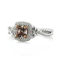 1.03ct Fancy Dark Pinkish Brown Cushion Cut Diamond Engagement Ring