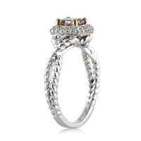 1.03ct Fancy Dark Pinkish Brown Cushion Cut Diamond Engagement Ring