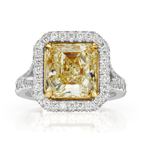 6.27ct Fancy Light Yellow Asscher Cut Diamond Engagement Ring