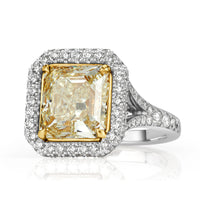 6.27ct Fancy Light Yellow Asscher Cut Diamond Engagement Ring