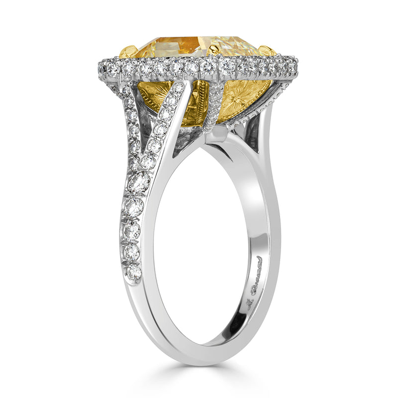 6.27ct Fancy Light Yellow Asscher Cut Diamond Engagement Ring