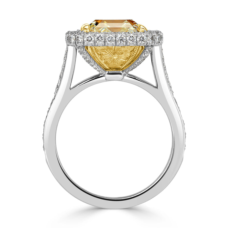6.27ct Fancy Light Yellow Asscher Cut Diamond Engagement Ring