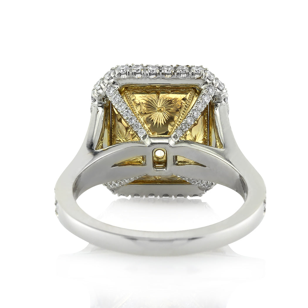 6.27ct Fancy Light Yellow Asscher Cut Diamond Engagement Ring