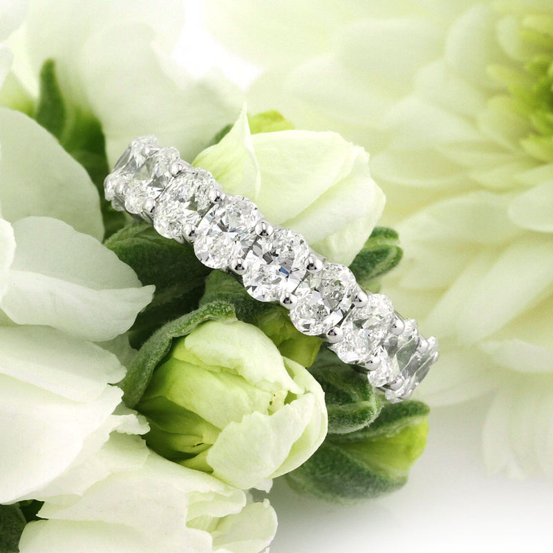 4.55ct Oval Cut Diamond Eternity Band in 18k White Gold