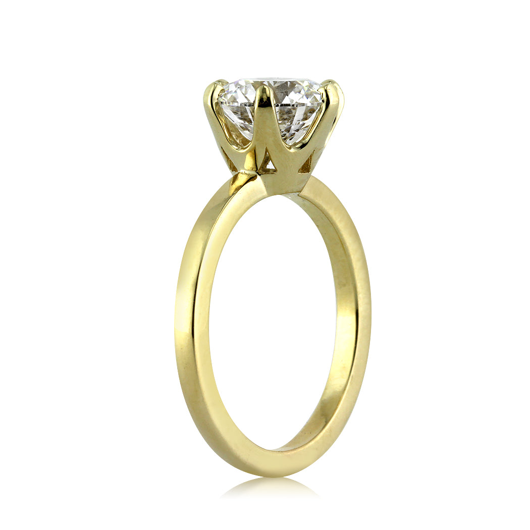 2.00ct Round Brilliant Cut Diamond Solitaire Engagement Ring in 18k Yellow Gold