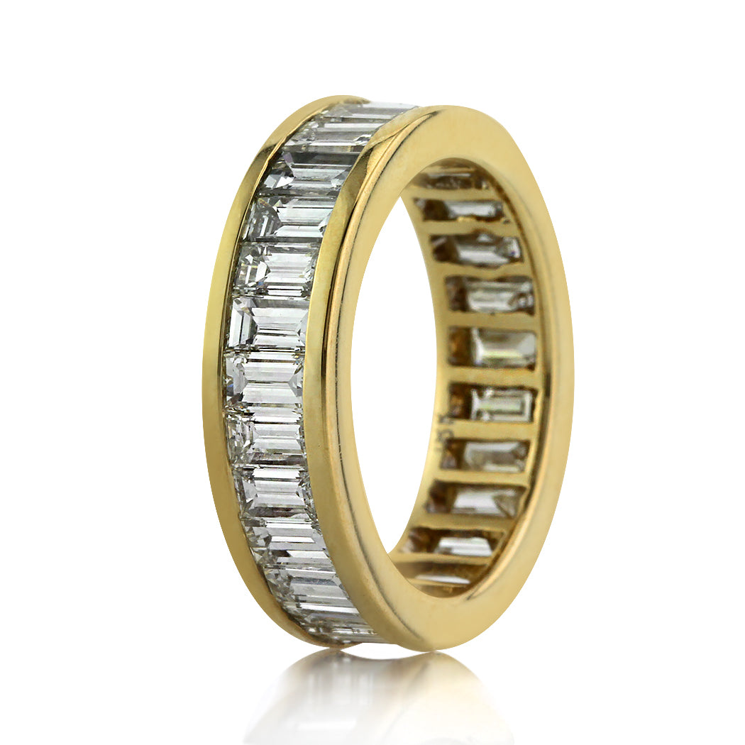 3.50ct Baguette Cut Diamond Eternity Band in 18k Champagne Yellow Gold