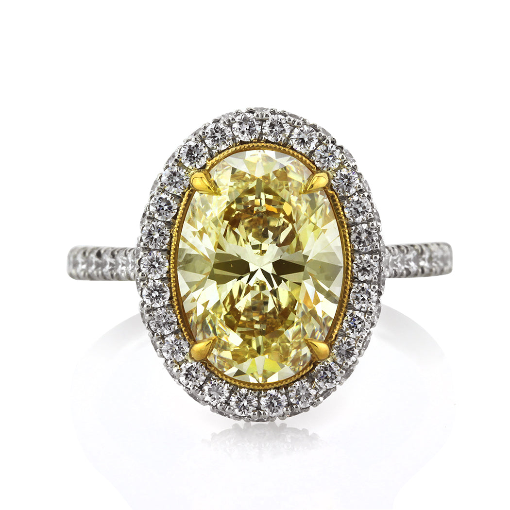 4.01ct Fancy Light Brown Yellow Oval Cut Diamond Engagement Ring