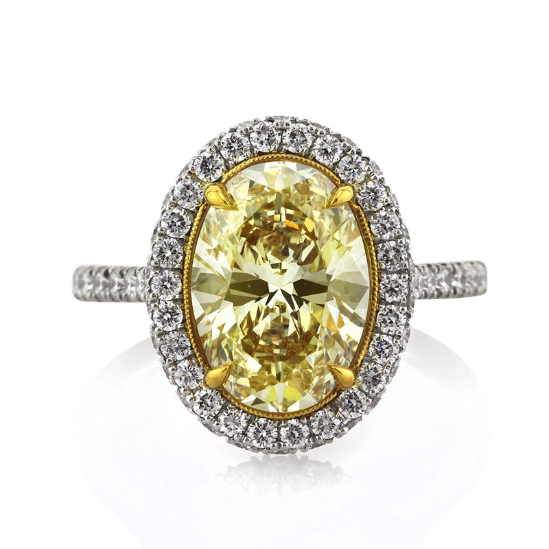4.01ct Fancy Light Brown Yellow Oval Cut Diamond Engagement Ring