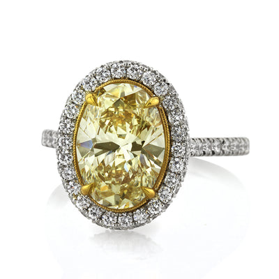 4.01ct Fancy Light Brown Yellow Oval Cut Diamond Engagement Ring