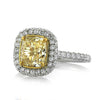 3.10ct Fancy Light Yellow Cushion Cut Diamond Engagement Ring