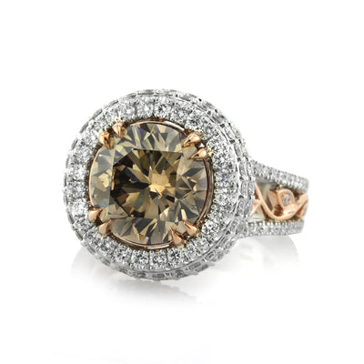 5.87ct Fancy Brown Round Brilliant Cut Diamond Engagement Ring