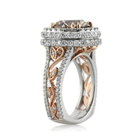 5.87ct Fancy Light Brown Round Brilliant Cut Diamond Engagement Ring