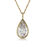 1.00ct Pear Shaped Diamond Bezel Set Pendant in 14k Yellow Gold