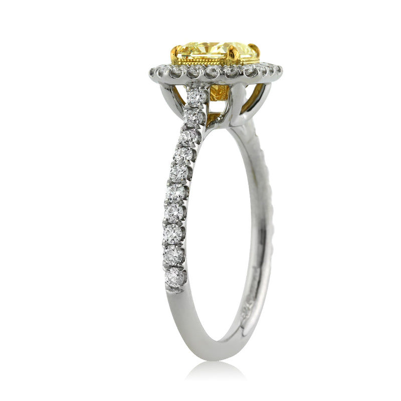 1.74ct Fancy Light Yellow Radiant Cut Diamond Engagement Ring