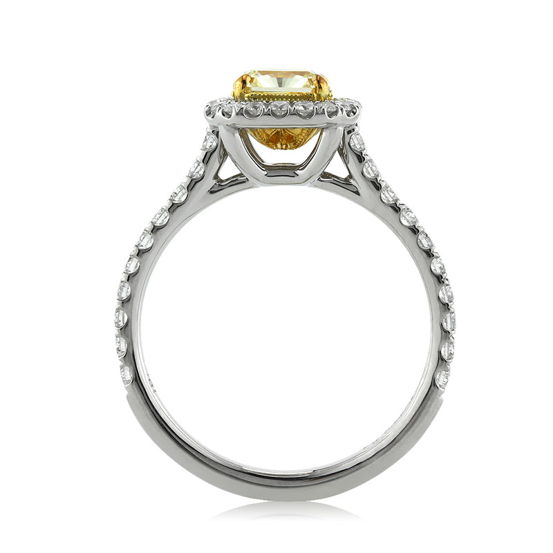 1.74ct Fancy Light Yellow Radiant Cut Diamond Engagement Ring