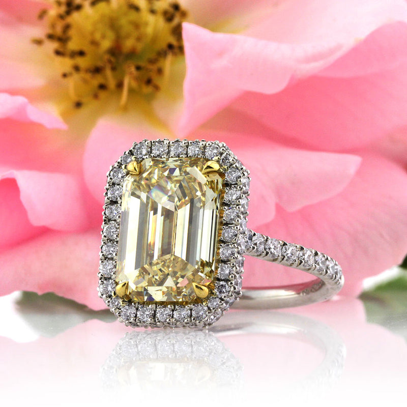 6.22ct Fancy Brownish Yellow Emerald Cut Diamond Engagement Ring