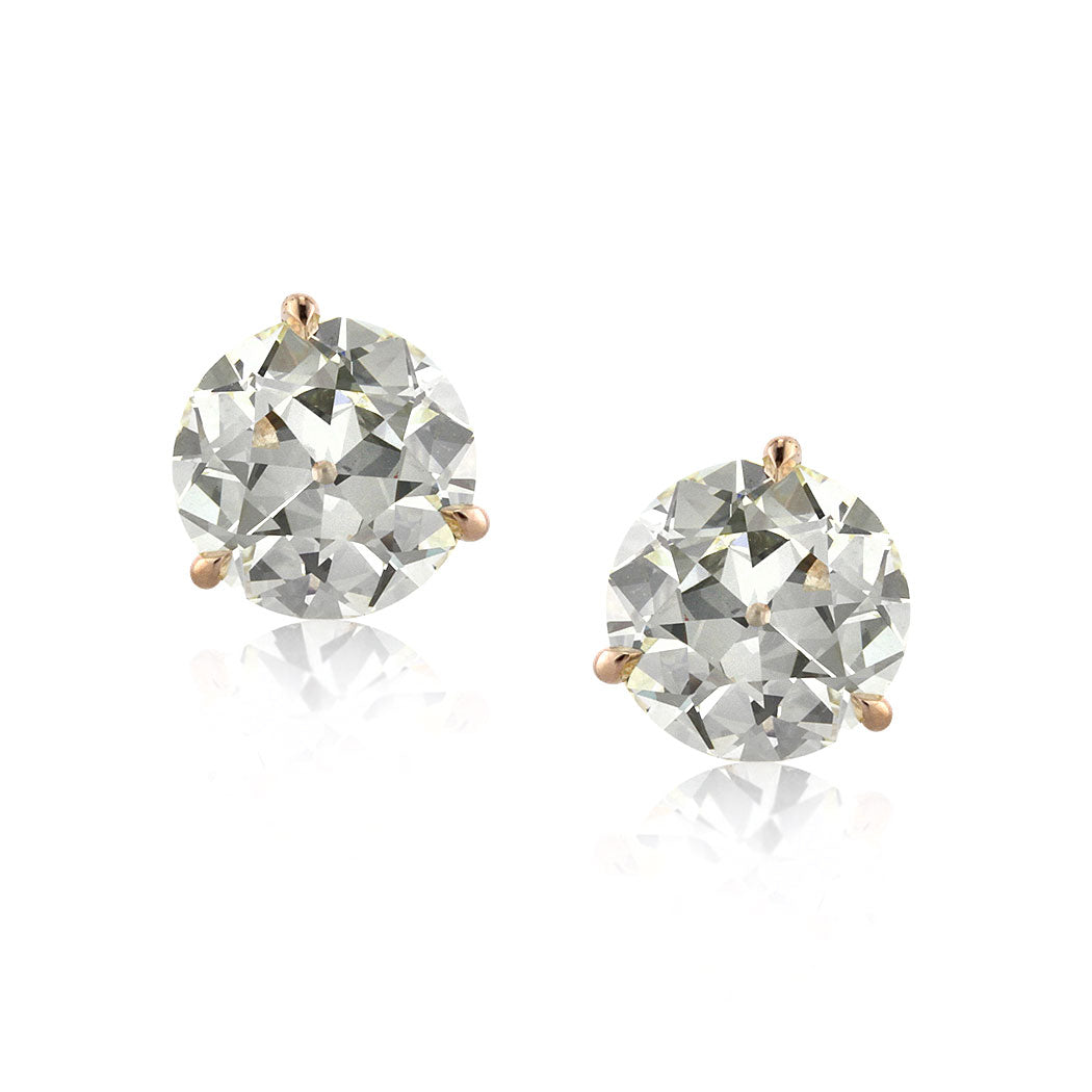 4.27ct Old European Cut Diamond Martini Stud Earrings