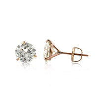 4.27ct Old European Cut Diamond Martini Stud Earrings