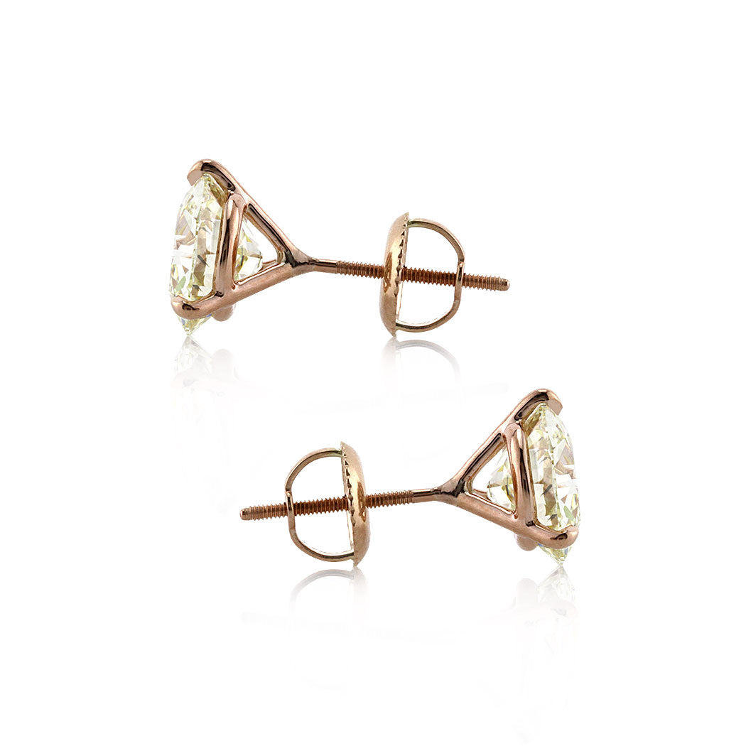 4.27ct Old European Cut Diamond Martini Stud Earrings