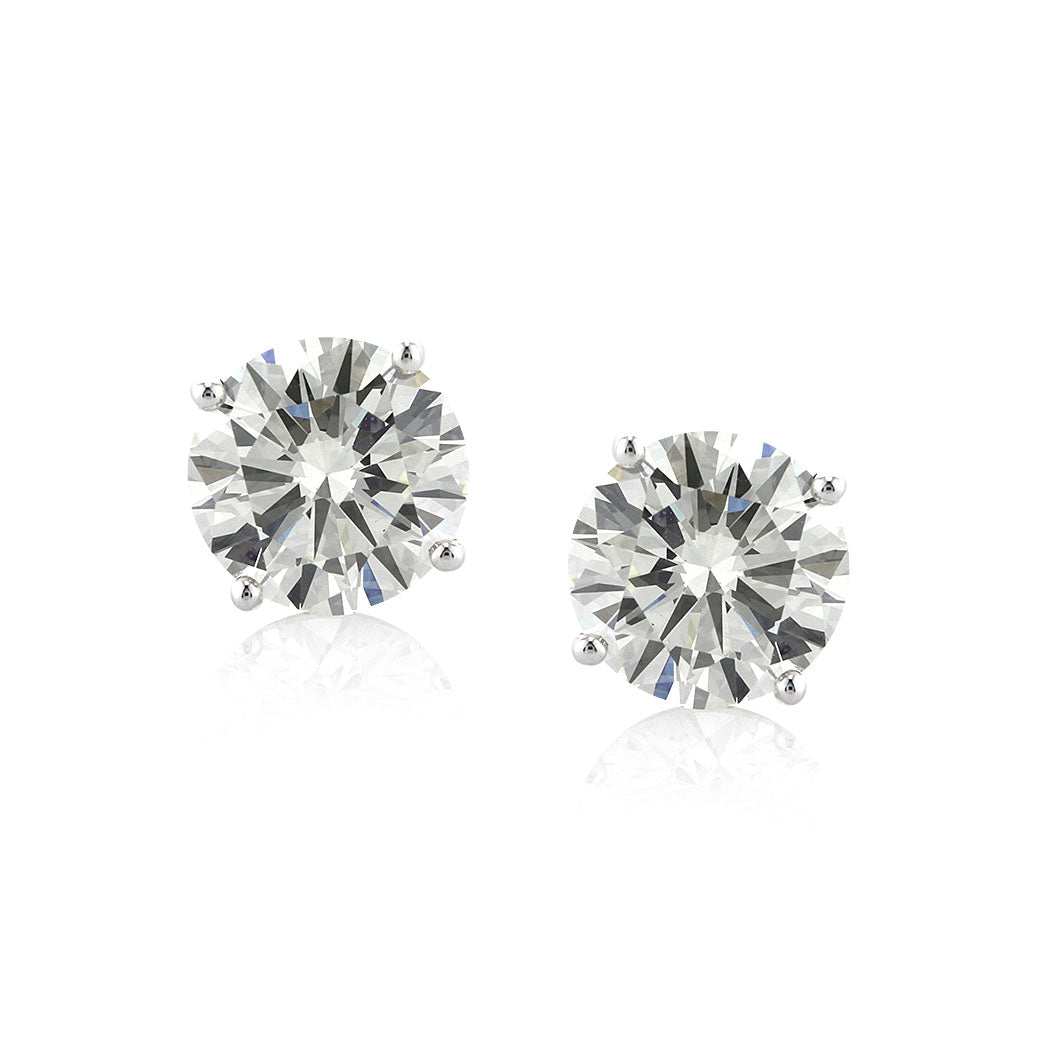 4.03ct Round Brilliant Cut Diamond Stud Earrings