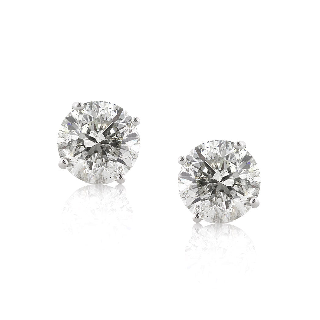 4.05ct Round Brilliant Cut Diamond Stud Earrings