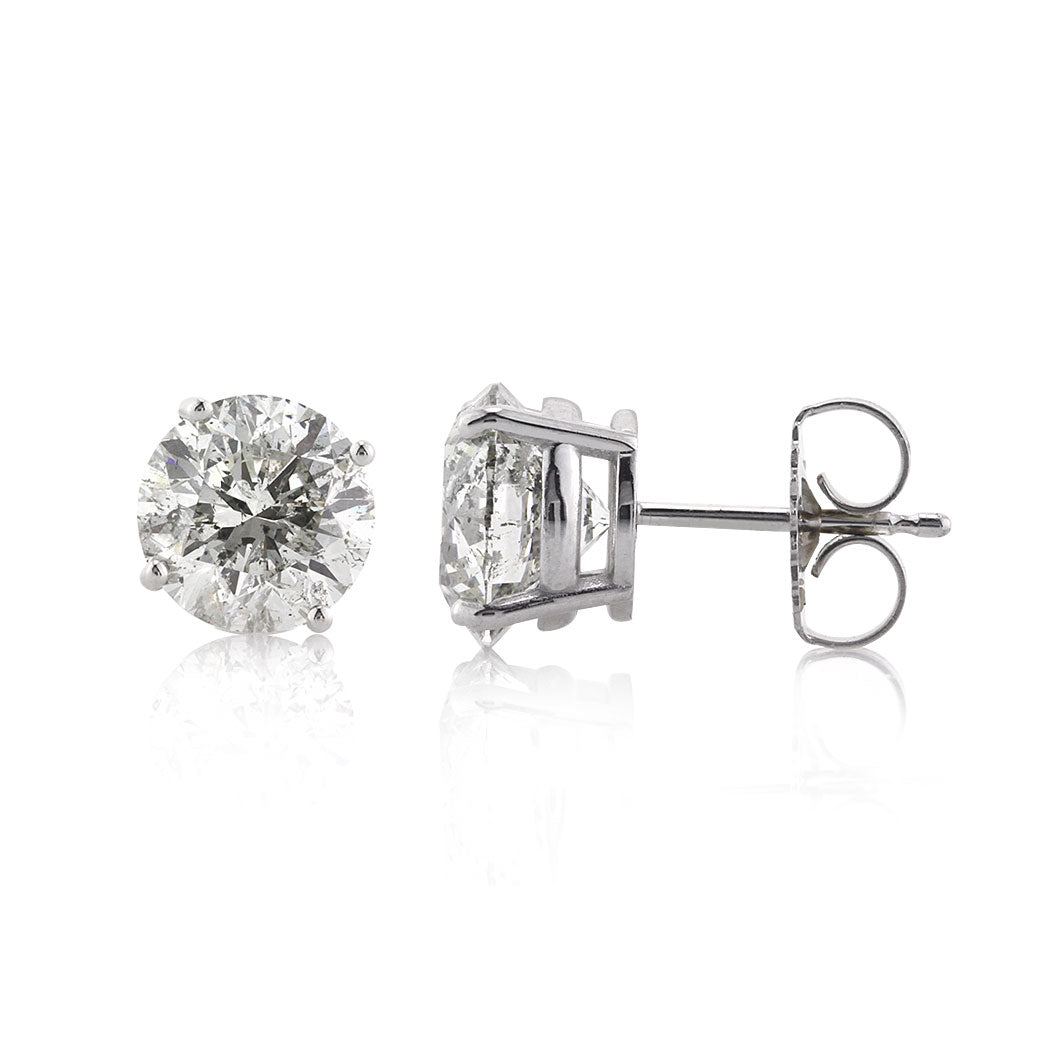 4.05ct Round Brilliant Cut Diamond Stud Earrings