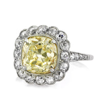 5.53ct Fancy Yellow Old Mine Brilliant Diamond Engagement Ring