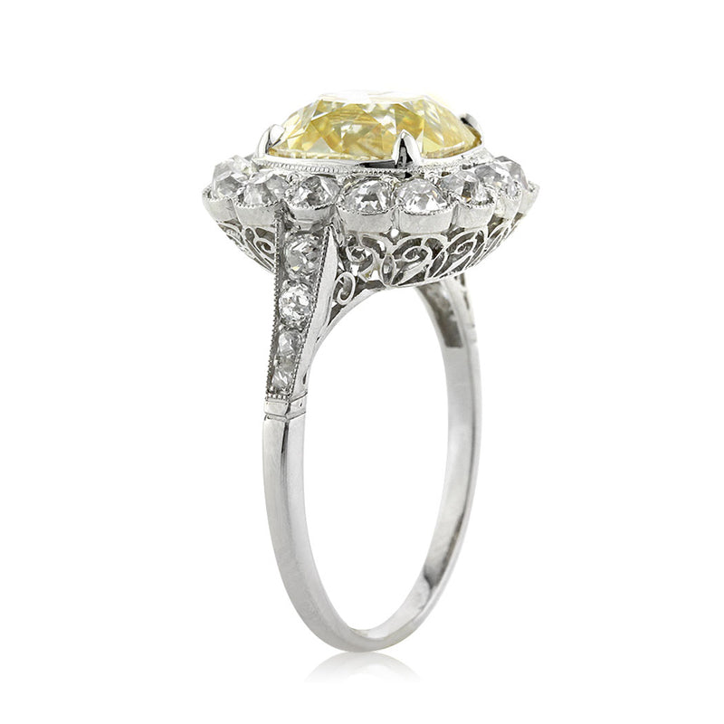 5.53ct Fancy Yellow Old Mine Brilliant Diamond Engagement Ring