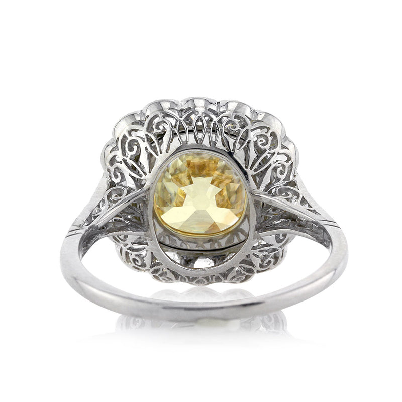 5.53ct Fancy Yellow Old Mine Brilliant Diamond Engagement Ring