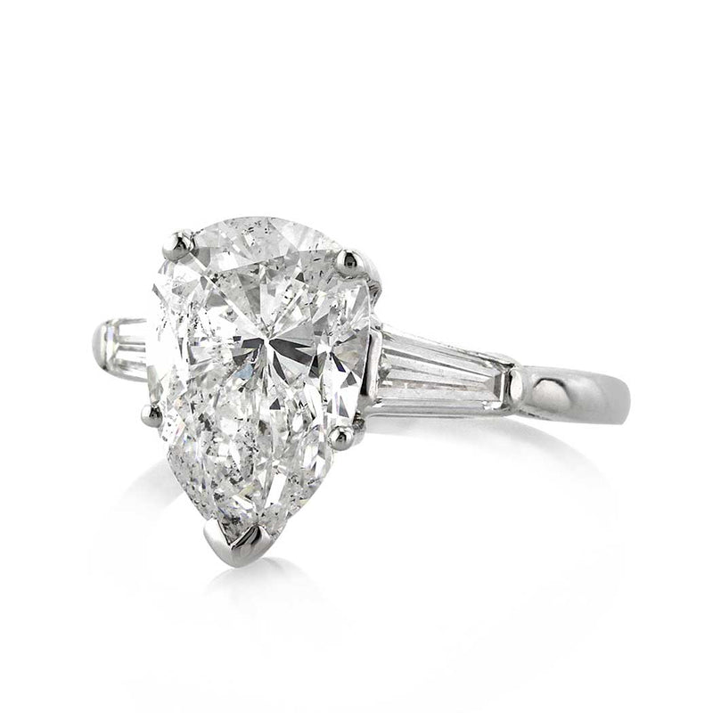 4.16ct Pear Shaped Diamond Three-Stone Engagement Ring