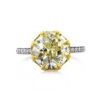 4.63ct Light Yellow Old European Cut Diamond Engagement Ring
