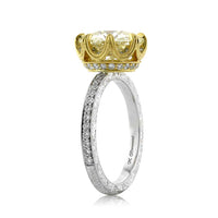 4.63ct Light Yellow Old European Cut Diamond Engagement Ring