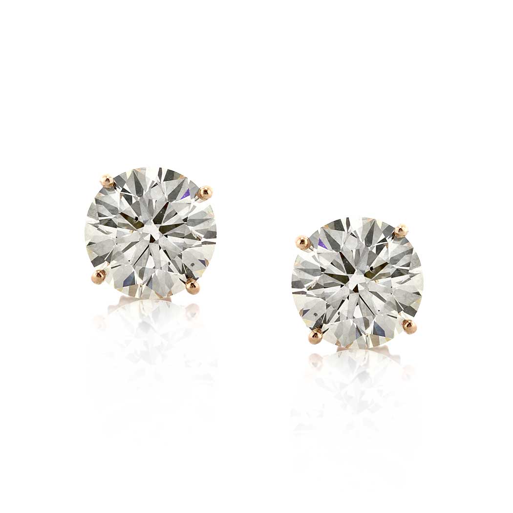 4.45ct Round Brilliant Cut Diamond Stud Earrings