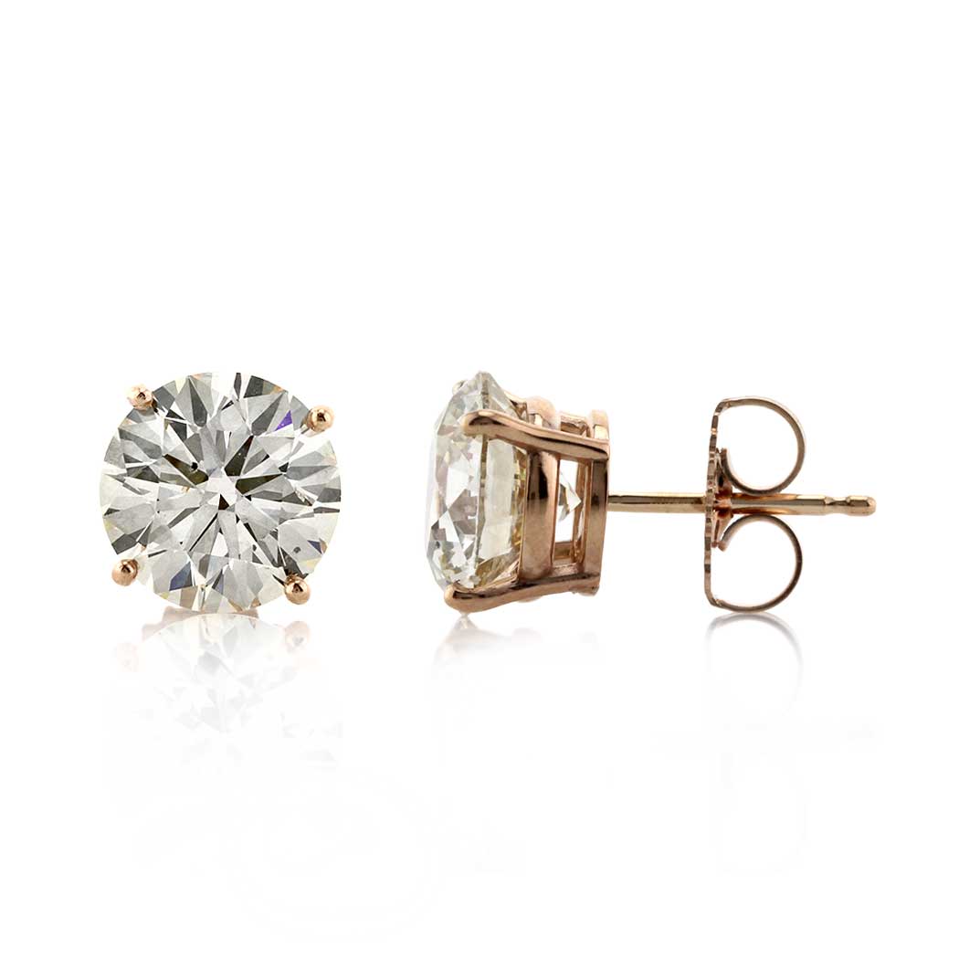 4.45ct Round Brilliant Cut Diamond Stud Earrings