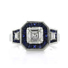 3.18ct Asscher Cut Diamond and Sapphire Diamond Engagement Ring