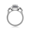 3.18ct Asscher Cut Diamond and Sapphire Diamond Engagement Ring