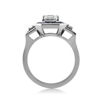 3.18ct Asscher Cut Diamond and Sapphire Diamond Engagement Ring