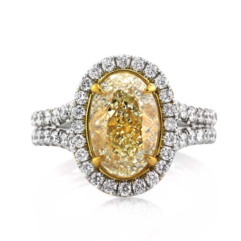 4.42ct Fancy Light Yellow Oval Cut Diamond Engagement Ring