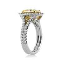 4.42ct Fancy Light Yellow Oval Cut Diamond Engagement Ring
