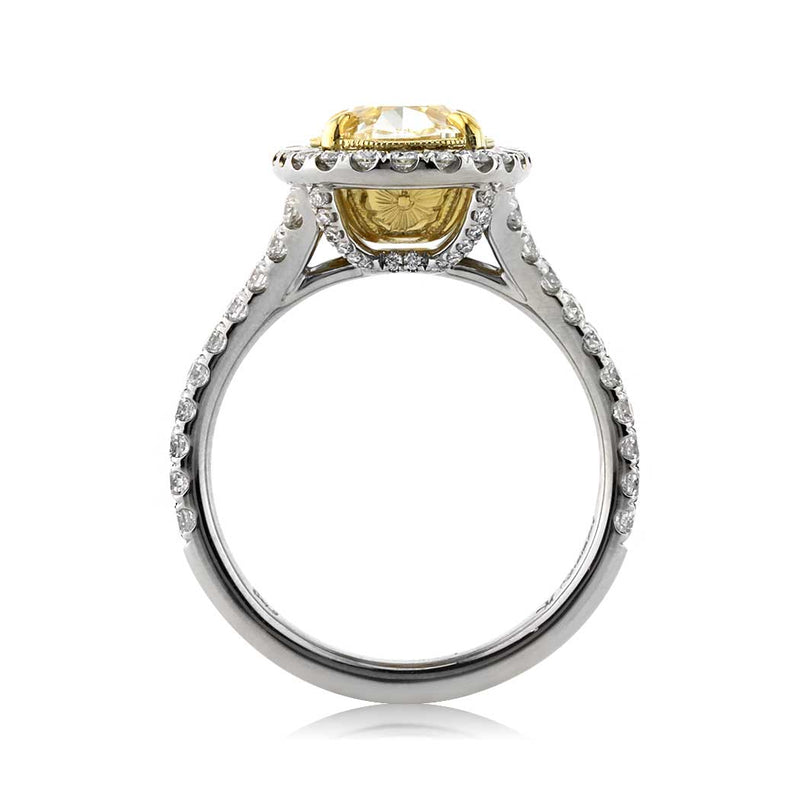 4.42ct Fancy Light Yellow Oval Cut Diamond Engagement Ring