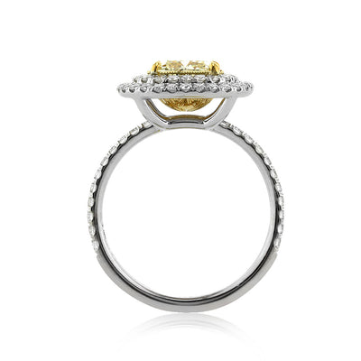 2.89ct Fancy Yellow Cushion Cut Diamond Engagement Ring