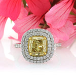 2.89ct Fancy Yellow Cushion Cut Diamond Engagement Ring