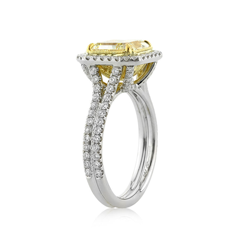 3.81ct Fancy Light Yellow Radiant Cut Diamond Engagement Ring