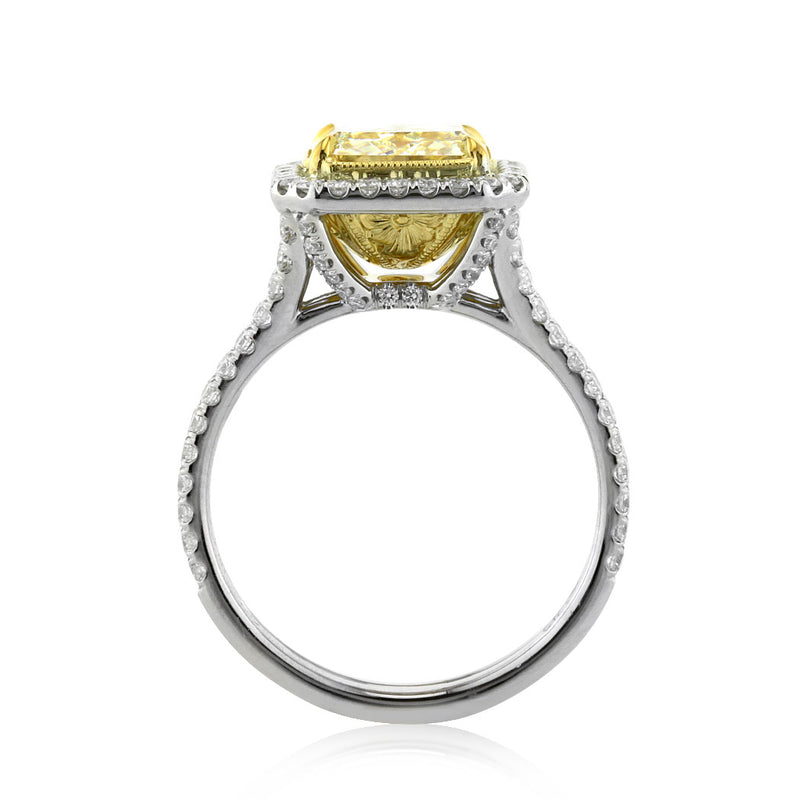 3.81ct Fancy Light Yellow Radiant Cut Diamond Engagement Ring