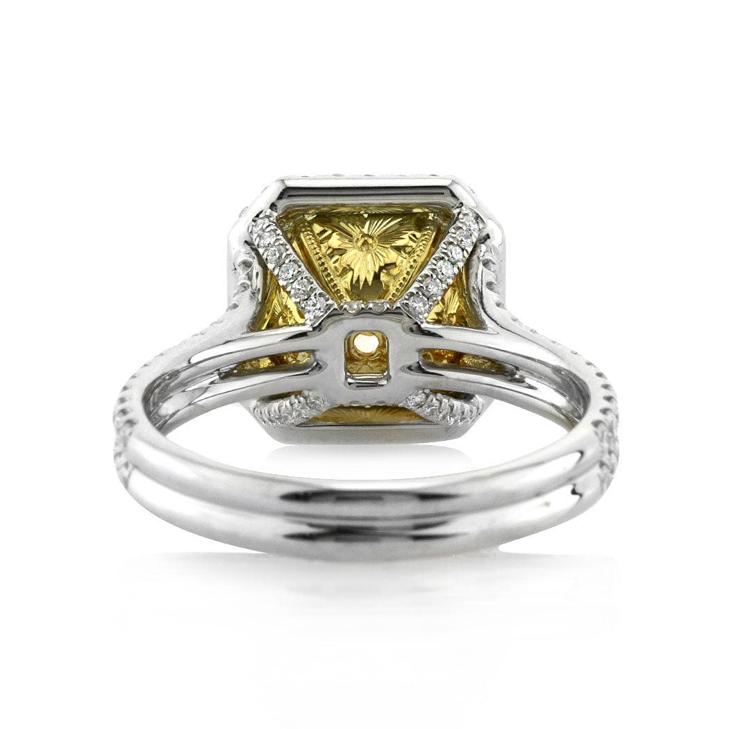 3.81ct Fancy Light Yellow Radiant Cut Diamond Engagement Ring
